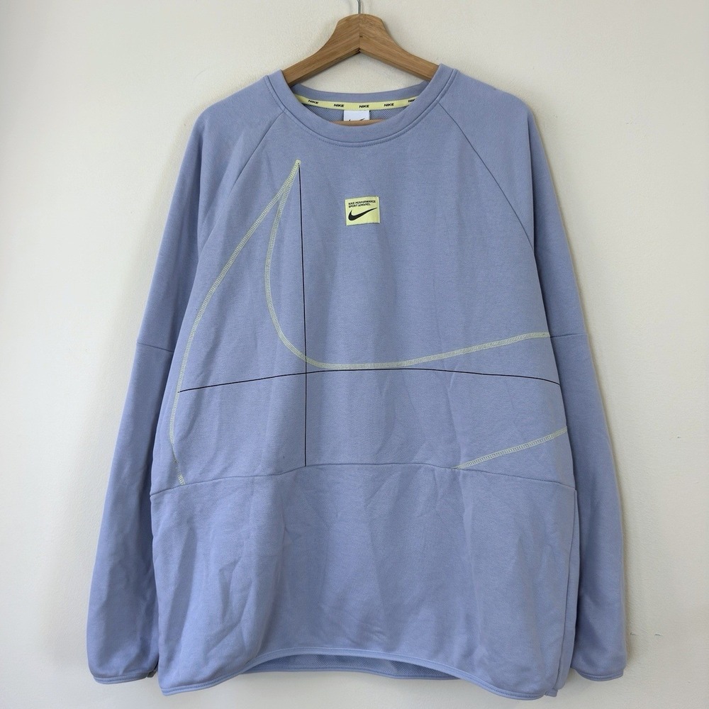 Nike Swoosh Athletic Pinwheel Logo Light Blue Sweatshirt - Large